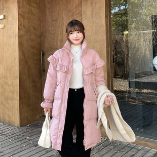 【清仓】小波家2025冬季胖mm减龄俏皮感荷叶边羽绒服立领外套