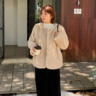 小波家2026冬季 胖mm环保皮草名媛气质百搭毛毛外套