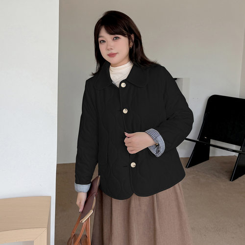 小波家2025冬季胖mm甜美加厚外套百搭保暖显瘦棉服