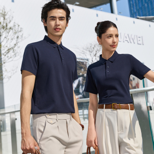 夏季餐饮冰丝Polo衫工作服定制印绣logo火锅奶茶店服务员短袖T恤