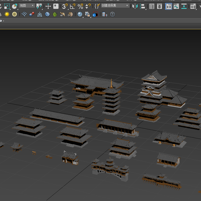 古代建筑群模型01200624三维图纸(3dmax格式)