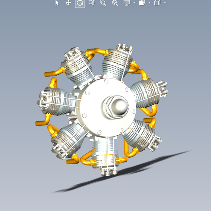 7缸发动机模型01200702三维图纸(igs/stp/catpart格式)