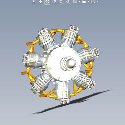 7缸发动机模型01200702三维图纸（IGS/STP/CATPart格式）