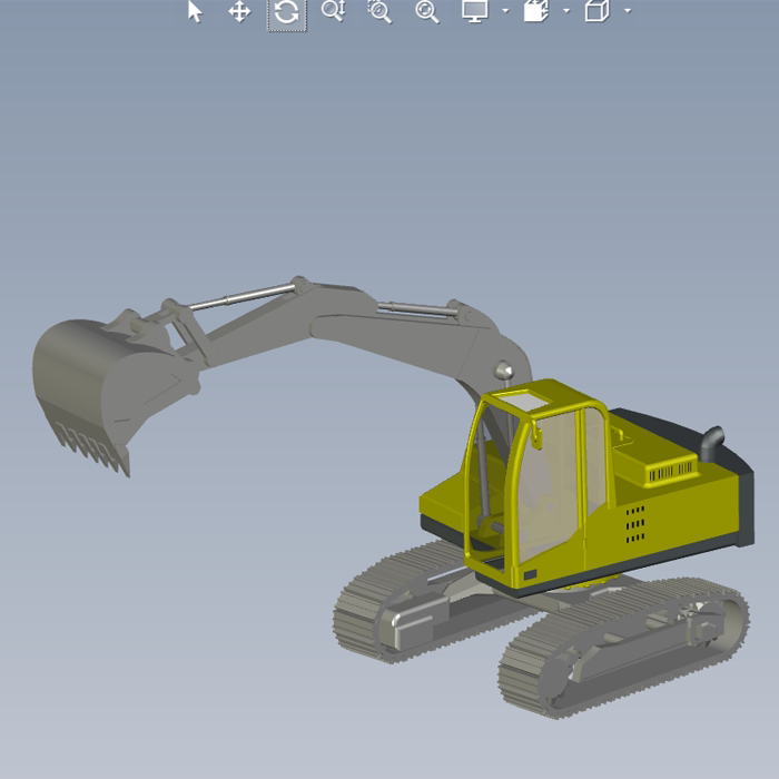 proe绘制挖掘机模型三维图纸(stp/prt文件格式)