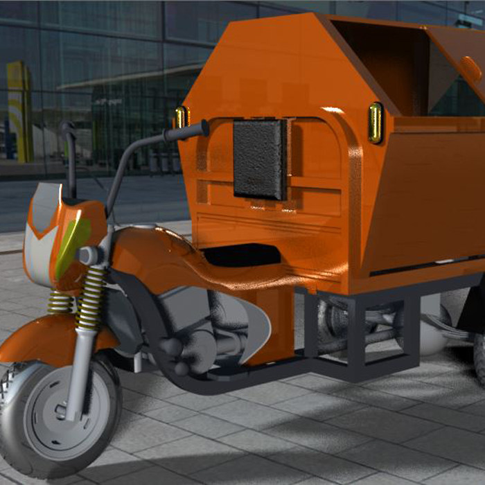 三轮摩托垃圾车模型01200820三维图纸（STEP/prt格式）