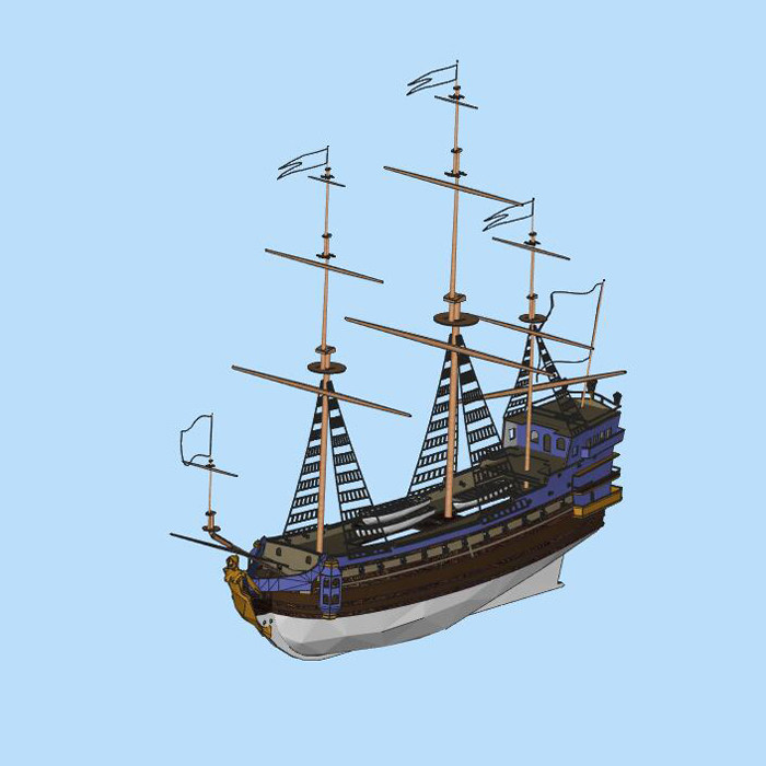 大帆船模型3D图纸（3DS格式）