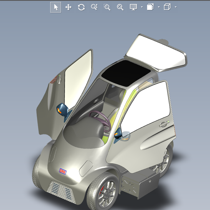 城市迷你单座小汽车模型 01200726三维图纸（STP/prt文件格式）