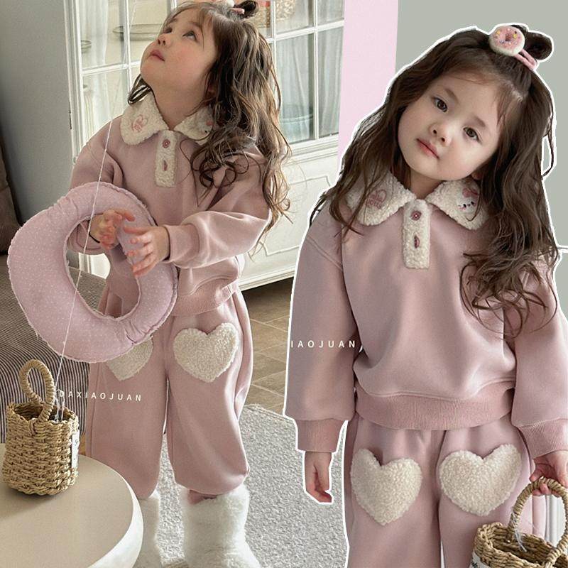 女宝宝秋冬款套装加厚一体绒卡通可爱猫咪卫衣休闲裤女童运动套装,童装/婴儿装/亲子装,套装,淘宝优惠券,粉丝福利购,淘宝优惠卷