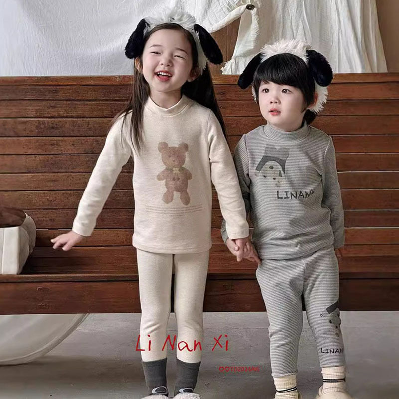 男女童冬款卡通家居服A类2025新款儿童韩版秋衣内搭蚕丝羊毛