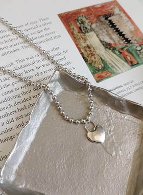 通体925纯银少女心r韩版圆珠项链