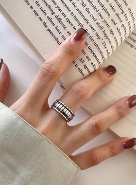 925纯银开口戒指女复古