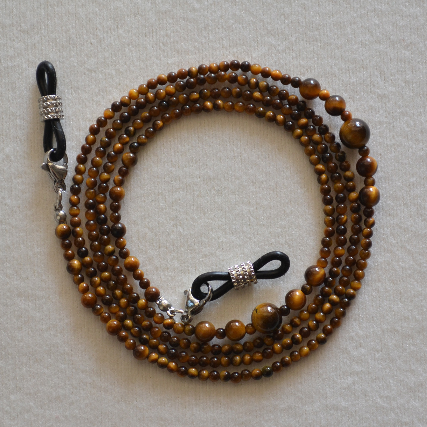 天然虎眼石串珠眼镜链