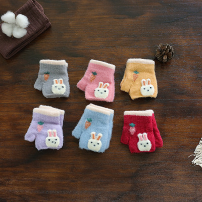 婴儿手套秋冬季露半指新生婴幼儿保暖防寒爬行可爱男童女宝宝薄款