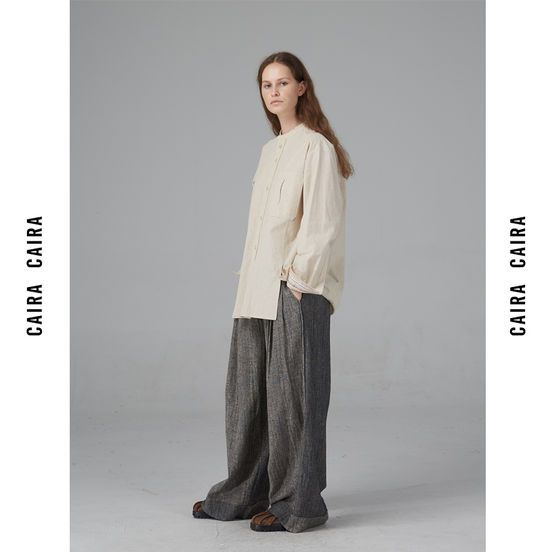 caira中性中高腰瓦色鳞片长裤