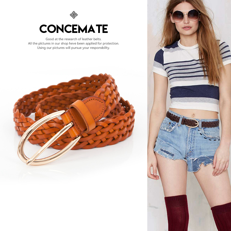 编织卡其色百搭夏季休闲配饰腰带