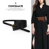 时尚 设计风羊皮大衣腰带女真皮宽连衣裙腰封高级感配裙子毛衣皮带