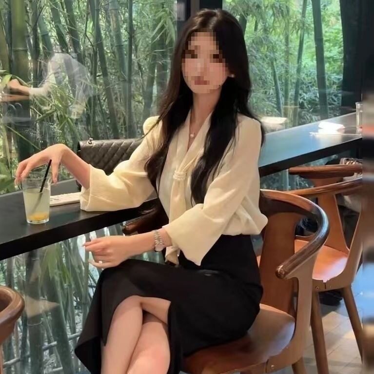 女装2026新款上衣一整套职业女装穿搭飘带显瘦套装裙直筒半身裙