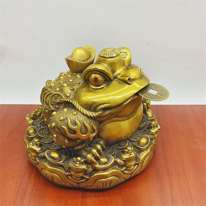黄铜九子金蟾黄铜八卦三足元宝九九金蝉蟾蜍店铺客厅家居礼品摆件