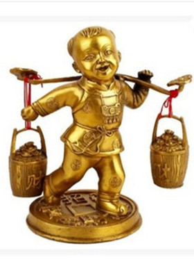 运财童子黄铜开业礼品特价包邮