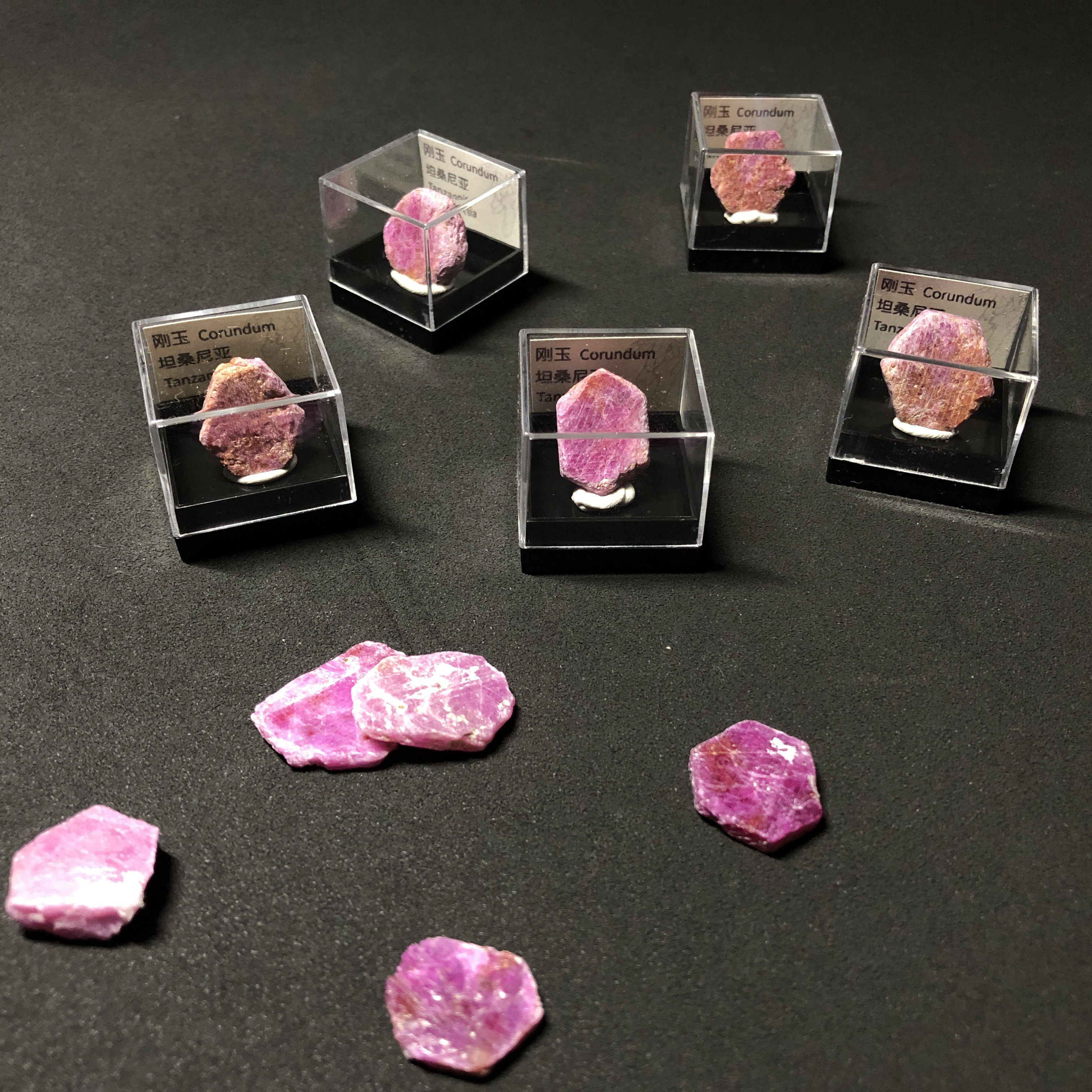 天然荧光红宝石红刚玉原矿石红宝石矿标荧光矿物猫矿奇石教学标本