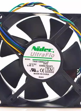 原装Nidec T92E12BMA7-07 12V 0.66A 9CM 4线 PWM 温控散热风扇