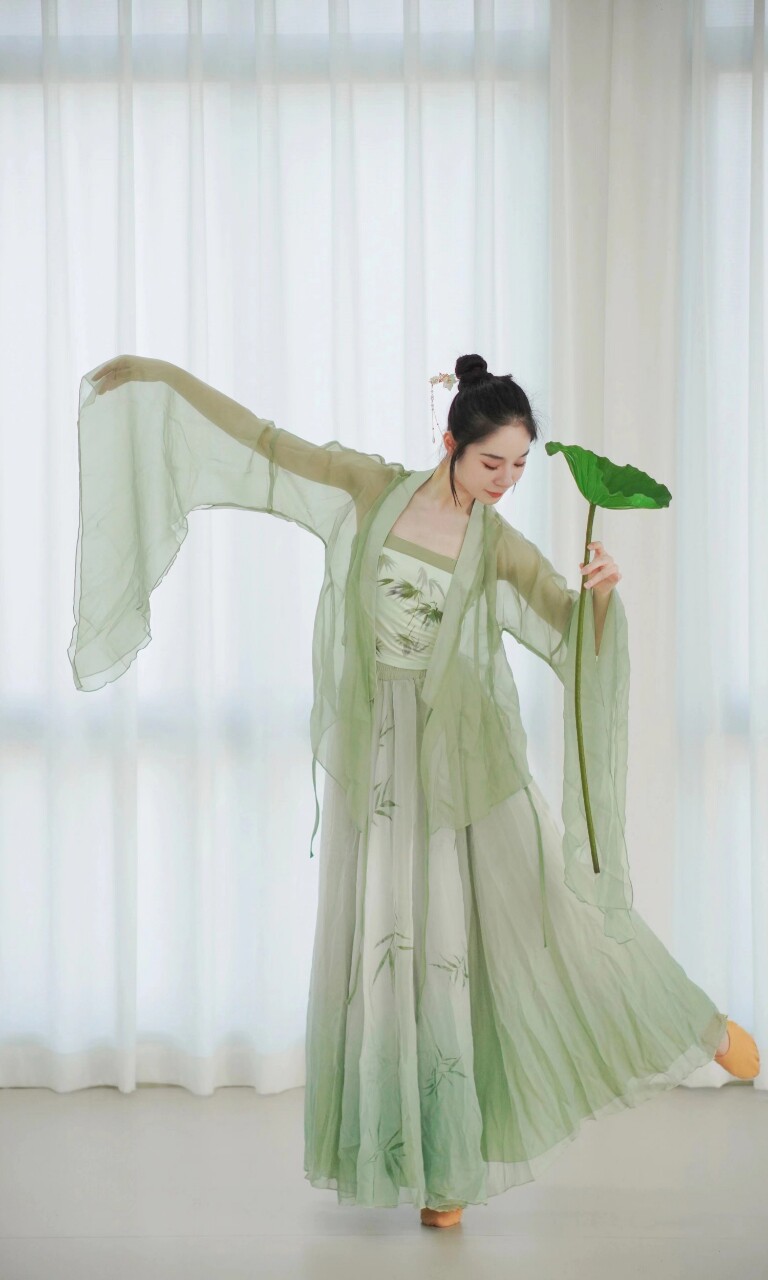 落竹影古典舞汉服女中国风飘逸仙气古装日常改良超仙3件套古韵