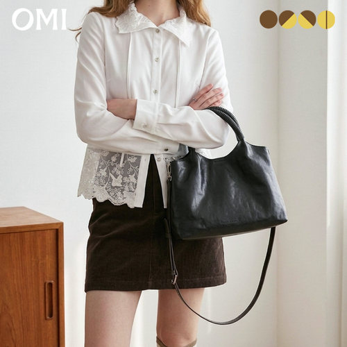 OMI欧米秋季新款极简风黑色单肩斜跨包女大容量手提日常通勤托特