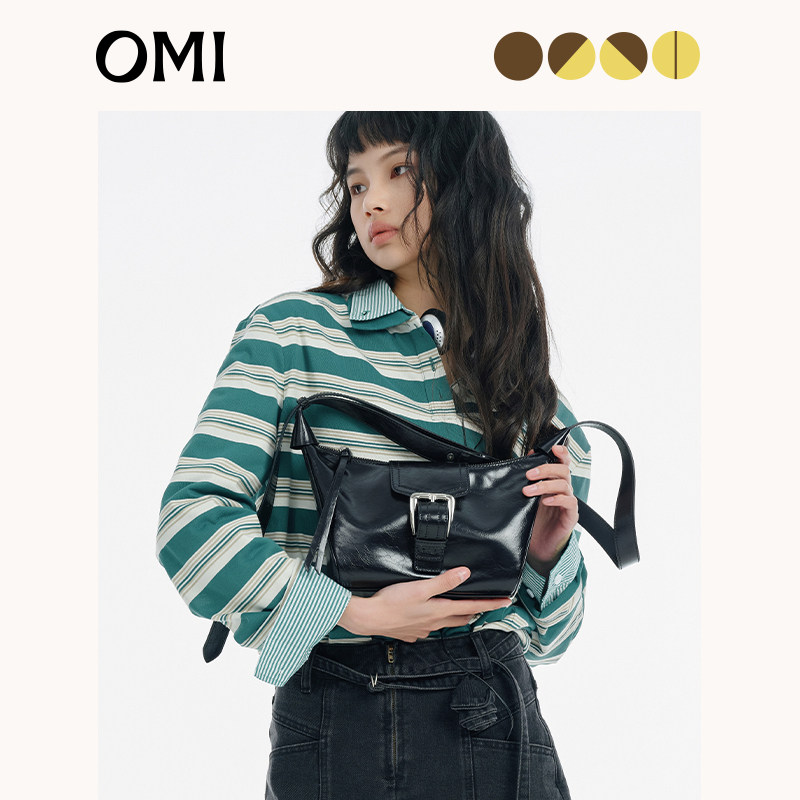 欧米OMI2026新款包包女时尚蜡皮饺子包高级感小众简约单肩斜挎包,箱包皮具/热销女包/男包,通用款女包,淘宝优惠券,粉丝福利购,淘宝优惠卷