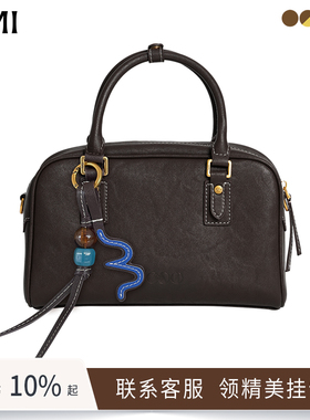 欧米omi牛皮真皮保龄球包小众设计手提包斜跨包马方巧包方包复古