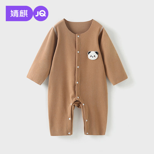 婴儿春秋德绒保暖居家连体衣