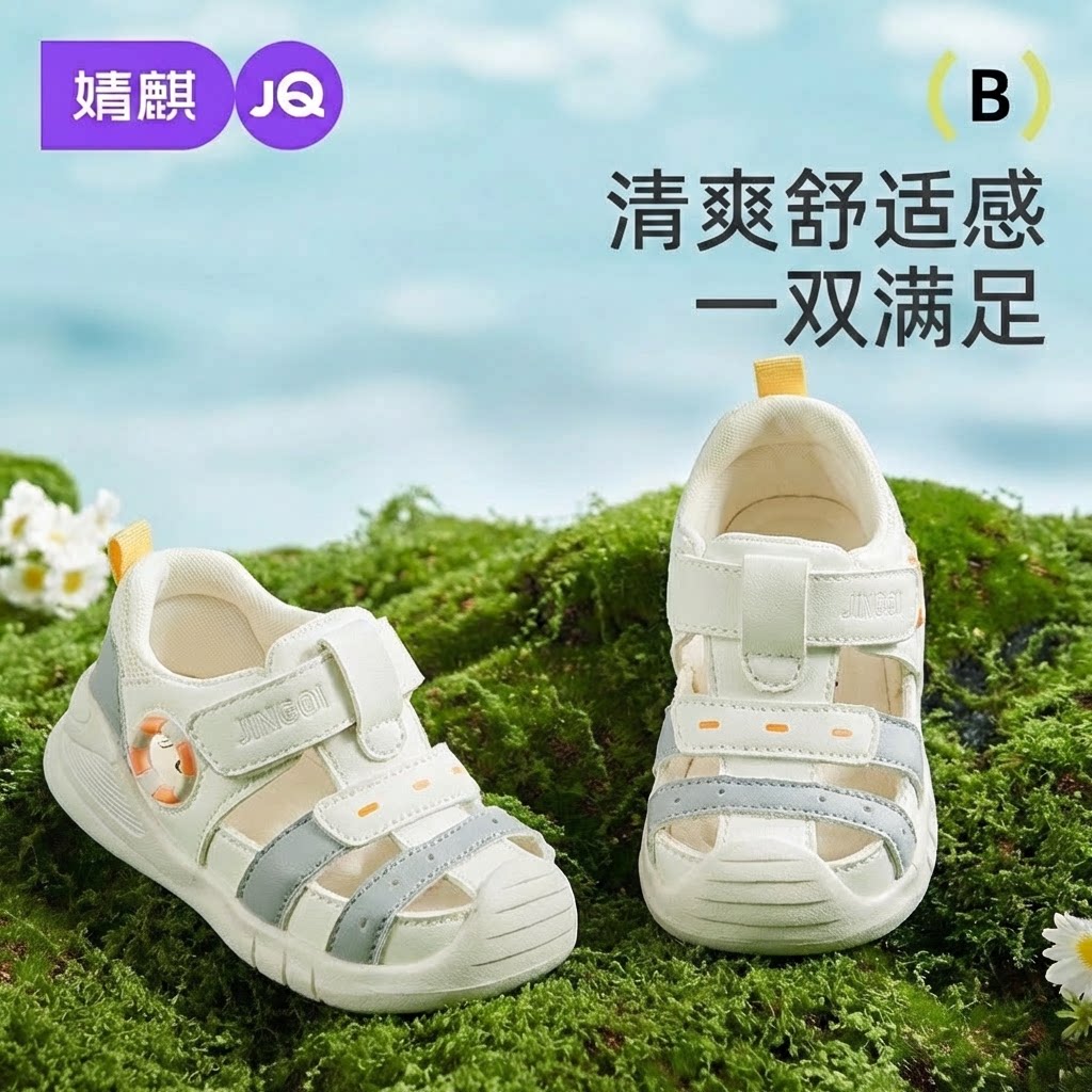 婧麒宝宝凉鞋夏季新款软底男女童溯溪防滑机能鞋婴儿鞋透气学步鞋