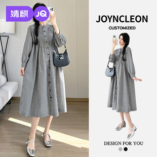 孕妇格子裙日常穿搭遮肚显瘦孕妈长裙 大码 孕妇连衣裙秋季 2025新款