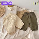 婴儿宝宝拼接设计感休闲裤 宽松百搭儿童马裤 女童 子纯棉秋装 男童裤