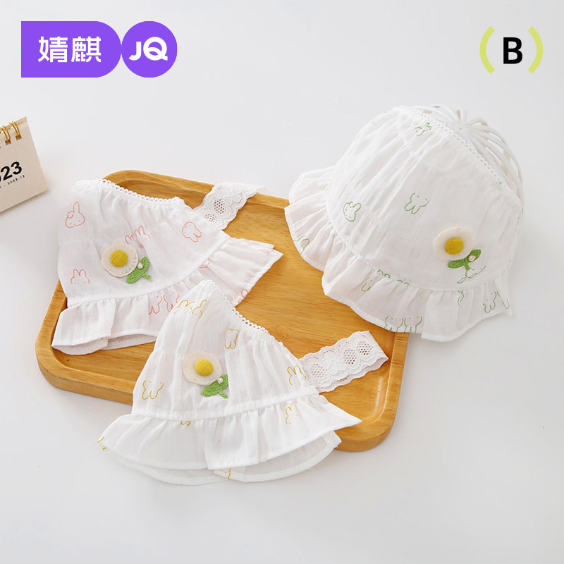 婴儿囟门帽子夏季薄款纯棉胎帽女宝宝满月可爱护囟门帽新生儿护头