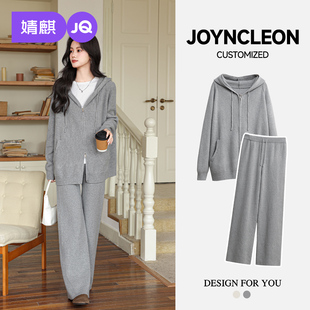 秋装 慵懒感连帽针织上衣孕期懒人通勤时尚 女 新款 婧麒秋冬孕妇套装