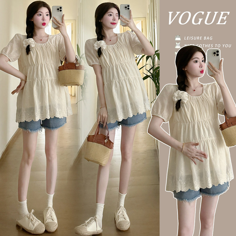 婧麒孕妇衬衫春装新款长袖宽松甜美洋气遮孕肚上衣春秋季潮妈外出