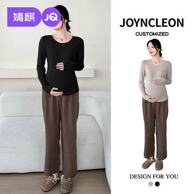 婧麒孕妇装2025新款长袖T恤套装