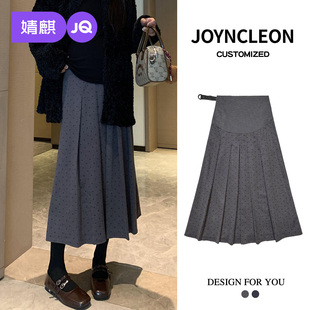 婧麒孕妇装新款波点百褶裙子冬装圣诞穿搭秋冬孕期高级孕妇半身裙