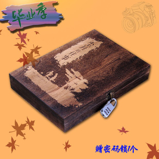 复古木盒密码锁同学录纪念册包邮盒装毕业留言册同学纪念册通讯录