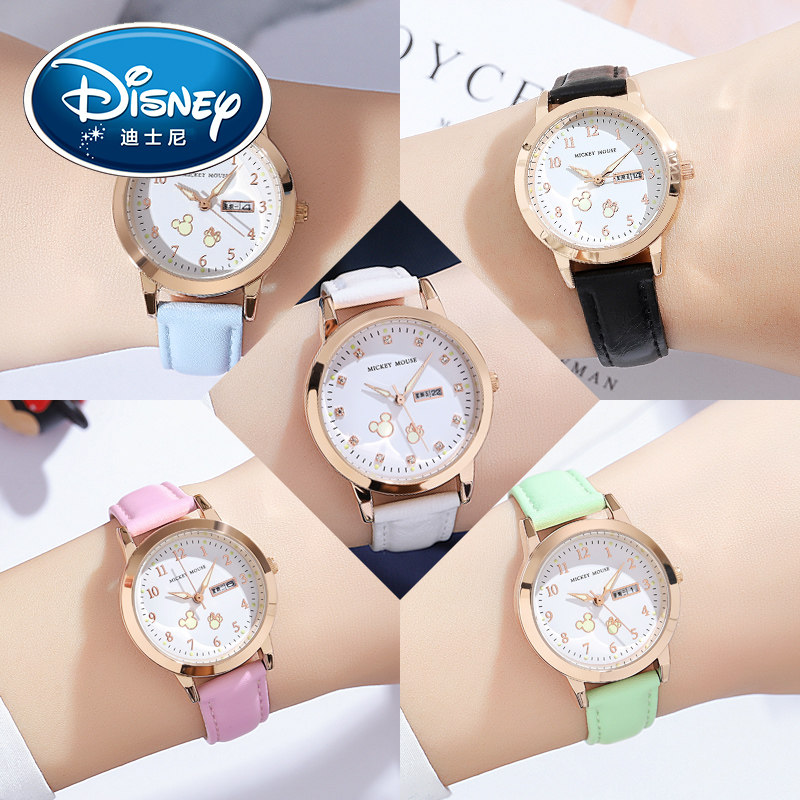 迪士尼儿童手表女2022年新款女孩小学生初高中女童简约防水电子表