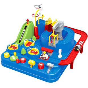 小火车套装轨道车抖音停车场闯关汽车大冒险益智儿童玩具男孩小孩