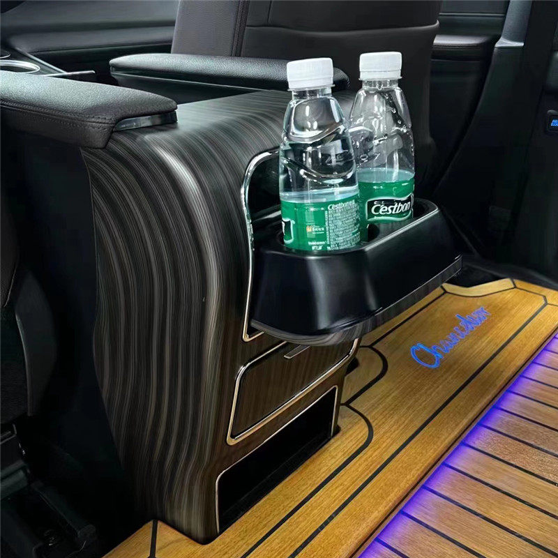 适用于丰田赛纳扶手箱水杯架防踢盖专用改装赛那格瑞维亚高配木纹图片