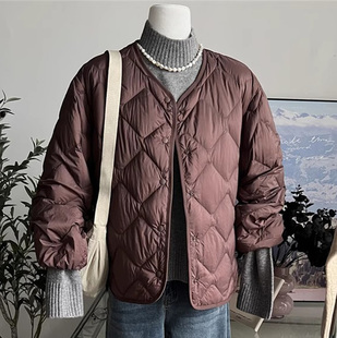 秋冬女士新品 高级轻型羽绒服外套休闲茄克波纹叠穿内恤450453