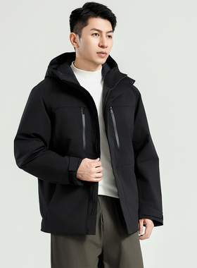 25优冬季新款男装高性能复合连帽外套防风保暖夹克羽绒服478277