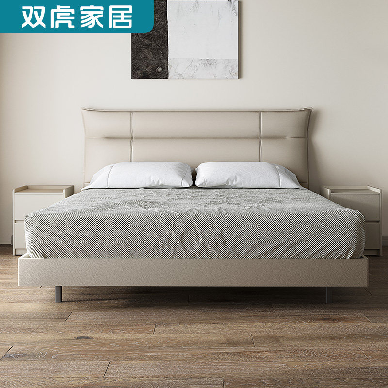 双虎意式轻奢皮艺床主卧大床简约现代软包床双人高箱储物床23211