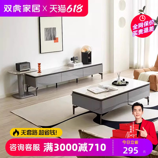 双虎岩板电视柜茶几组合现代简约轻奢风小户型客厅家用地柜23702
