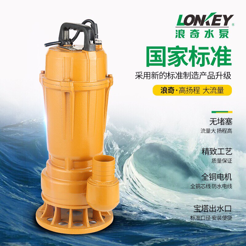 浪奇水泵污水潜水泵小型220V/380V螺纹口潜水电泵便携式污水泵