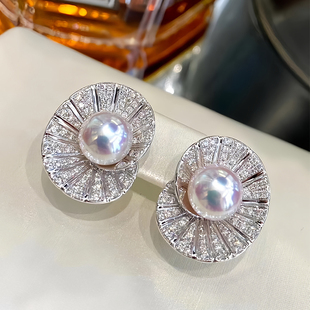 海之缪斯海水akoya珍珠耳环贝壳造型高级女小灯泡阿古屋新款耳钉