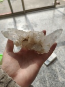 喜玛拉雅堡垒骨干晶簇 439克天然白水晶原石 双尖双生 超美绿发晶