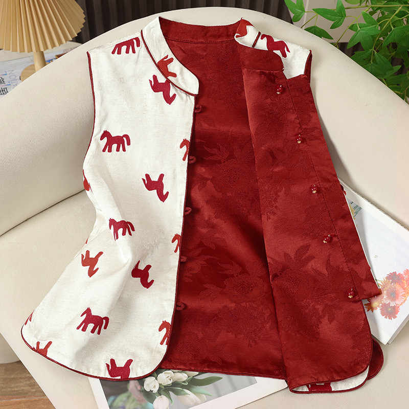 ［ 小福马 ］ 新中式国风重工刺绣马甲女复古盘扣坎肩背心上衣女,女装/女士精品,马夹,淘宝优惠券,粉丝福利购,淘宝优惠卷